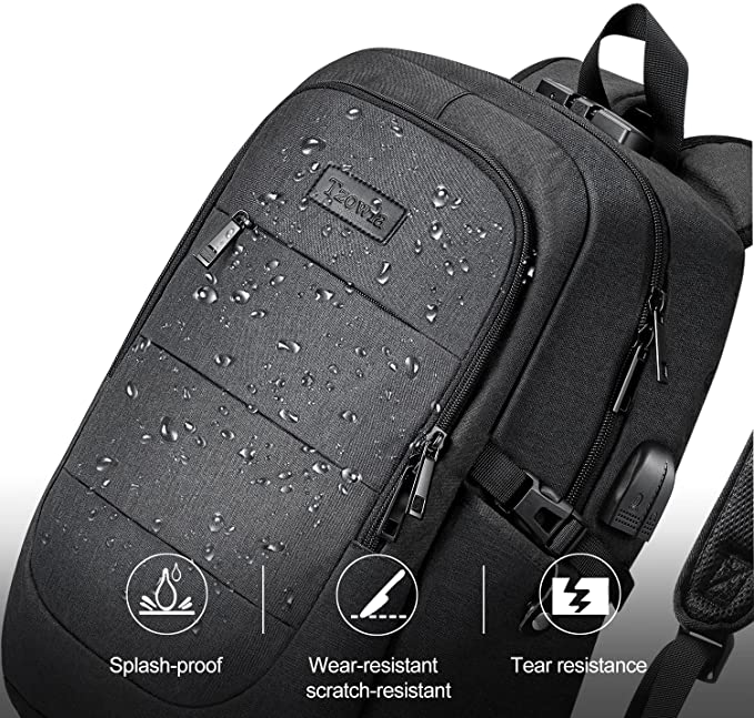 Kannettavan tietokoneen reppu Miesten vedenkestävä varkaudenesto kouluun uni-reppu USB-latausportilla ja lukolla 14/15,6 tuuman kannettavan tietokoneen laukku naisille pojille vapaa-ajan työmatka reppu musta