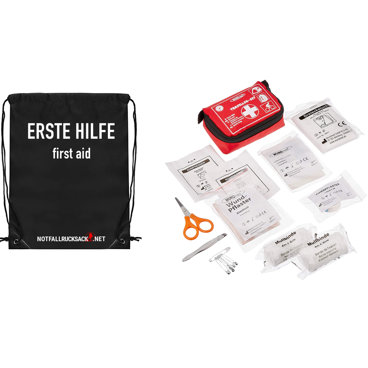 Hätäreppu 2 hengelle - kaksinkertainen sisältö - sis. ruoka, nukkuminen, ensiapu pakoreppu kahdesti
