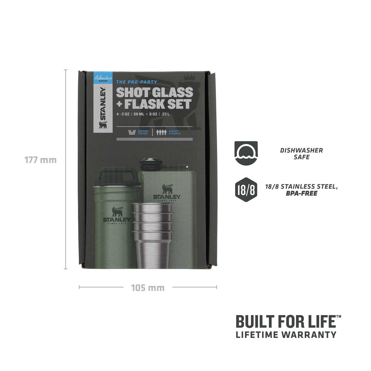 Stanley Adventure Shot Glass & Flask Set, 6 kpl.