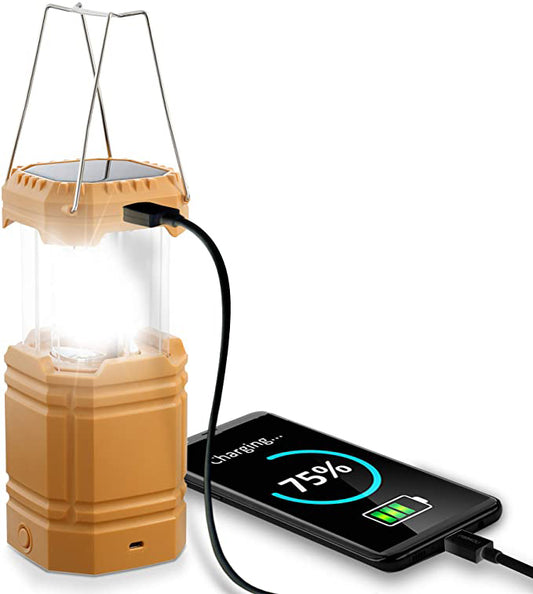 Solar Camping käsikampilyhty, kannettava ultrakirkas LED-taskulamppu ladattavalla akulla