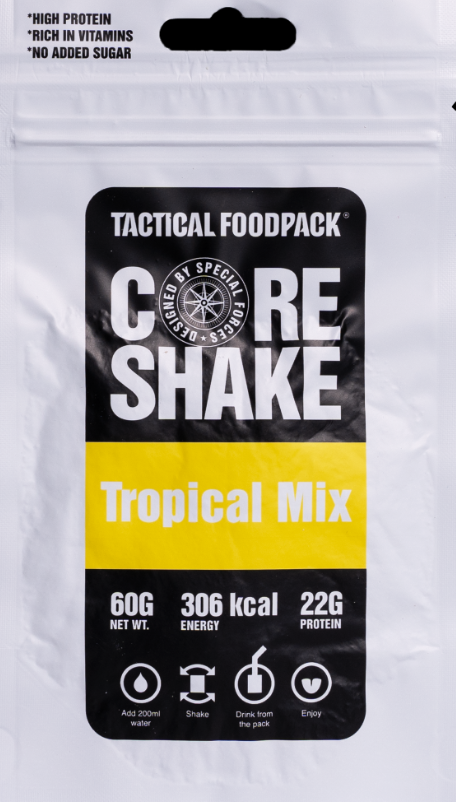 Core Shake Tropical Mix - Virvoitusjuoma - Hätäjuoma - Ruoka-annos - Hätäjuoma - Hätätarvike - Hätäpakkaus/Ruokapakkaus - Ruoka-annos - Eloonjäämisannos - Selviytymisruoka - Ravinteet/ravitsemus Energiajuoma -