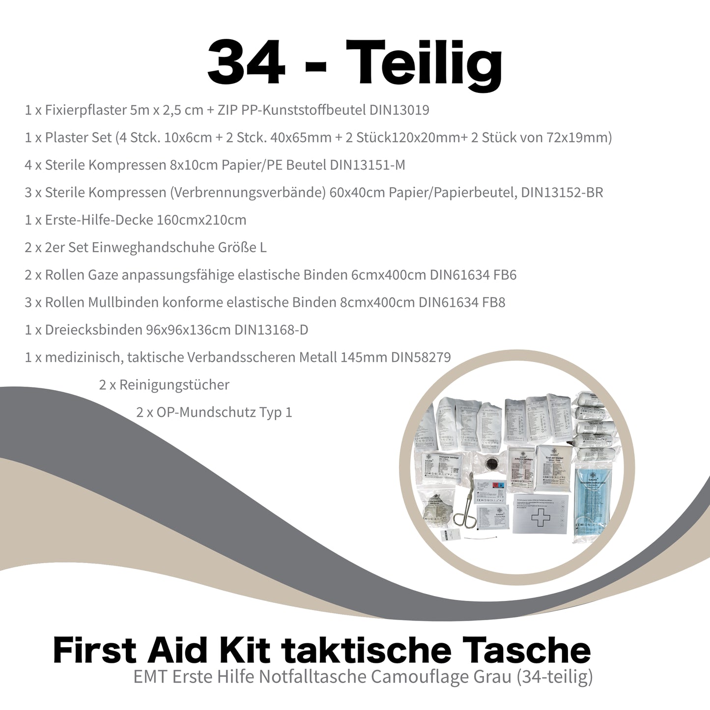 Ensiapupakkaus - 34 osaa - IFAK Kit - Hätäpakkaus/Hätäpakkaus - Ensiapulaukku